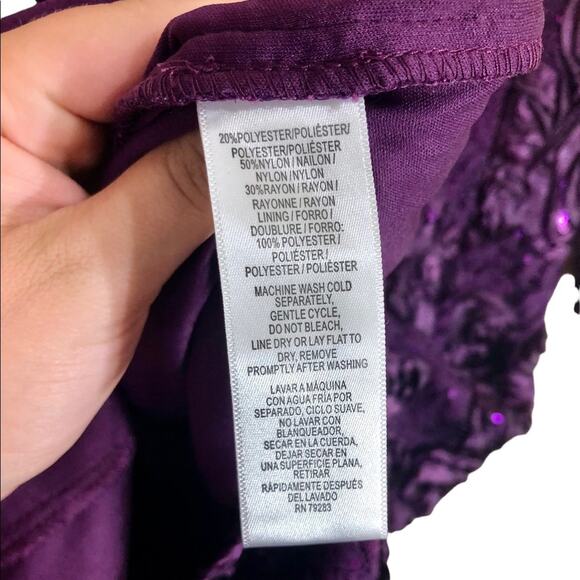 NWT Alex Evenings Rosette Shift Dress in Eggplant Size 6 - Picture 9 of 9
